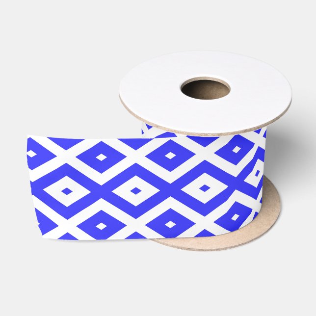 Royal blue and white diamond pattern satinband (Spule)