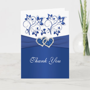 Royal Blue and White Joined Hearded Danke-Card Dankeskarte