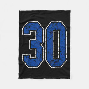 Royal Blue and White Number 30 Jersey Player Unifo Fleecedecke