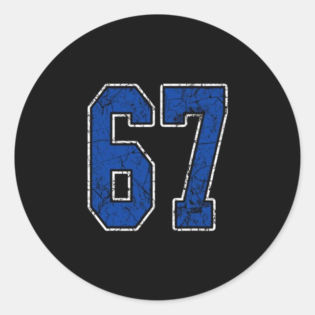 Royal Blue And White Number 67 Jersey Player Unifo Runder Aufkleber (Vorderseite)