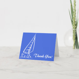 Royal Blue and White Sailing; Segelboot Dankeskarte
