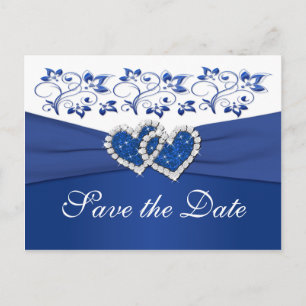 Royal Blue and White Save the Date Card Ankündigungspostkarte
