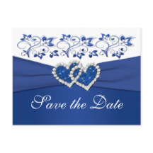 Royal Blue and White Save the Date Card
