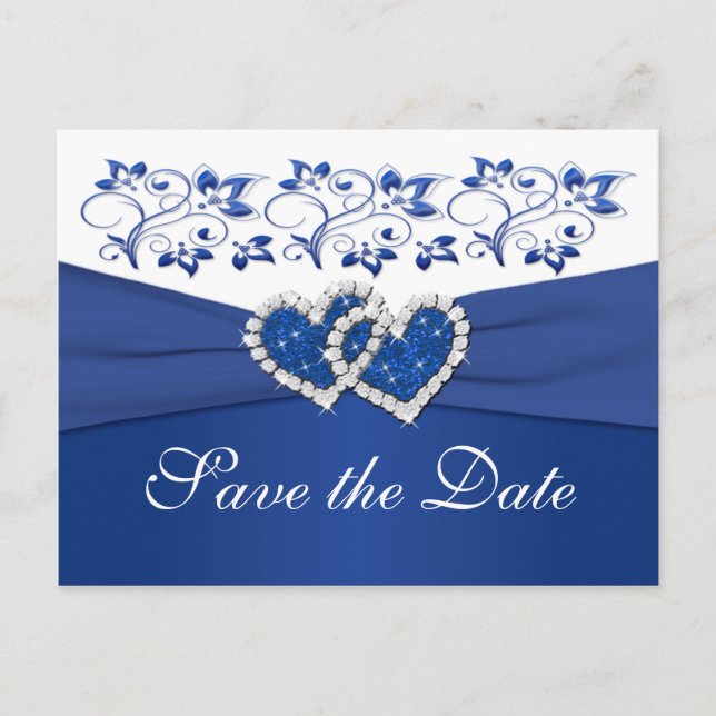 Royal Blue and White Save the Date Card Ankündigungspostkarte (Vorderseite)