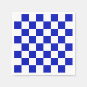 Royal Blue and White Schachbrett Board Muster Serviette
