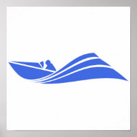 Royal Blue and White Speed Boat