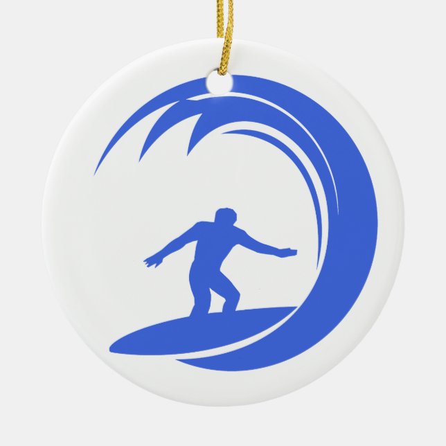 Royal Blue and White Surfing Keramik Ornament (Vorne)