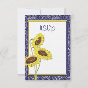 Royal Blue and Yellow Sunflown Collection UAWG RSVP Karte