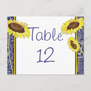 Royal Blue and Yellow Sunflown Table Card Postkarte