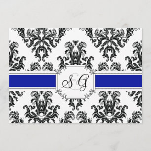 Royal Blue Antique Elegante Hochzeit Einladung