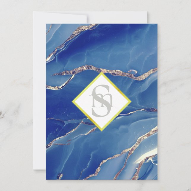 *~ ROYAL BLUE AR66 QR + UAWG Agate Wedding Einladung (Vorderseite)