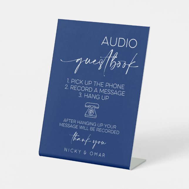 Royal Blue Audio Gästebuch Hochzeitsempfehlung Sockelschild (Vorderseite)
