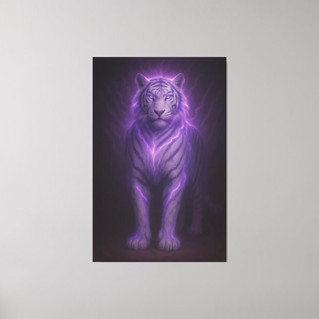 Royal Blue Aura White Tiger – Supreme Presence Leinwanddruck (Vorderseite)