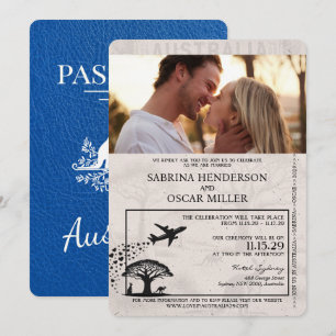 Royal Blue Australia Reisepass Hochzeit Einladung