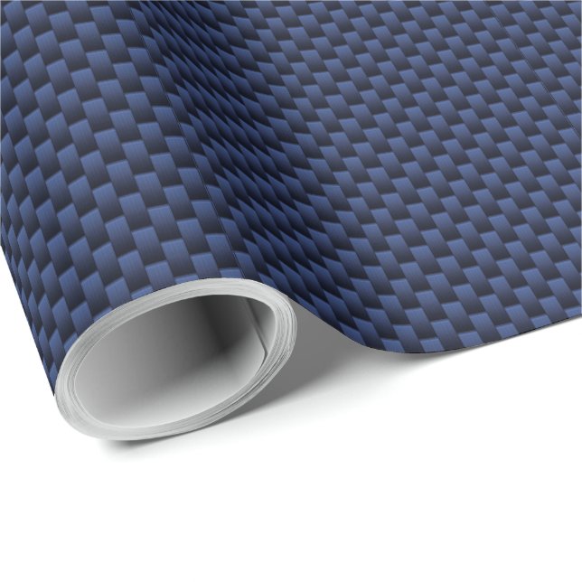 Royal Blue Automotive Carbon Fiber Weave Style Geschenkpapier (Rolleneckpunkt)