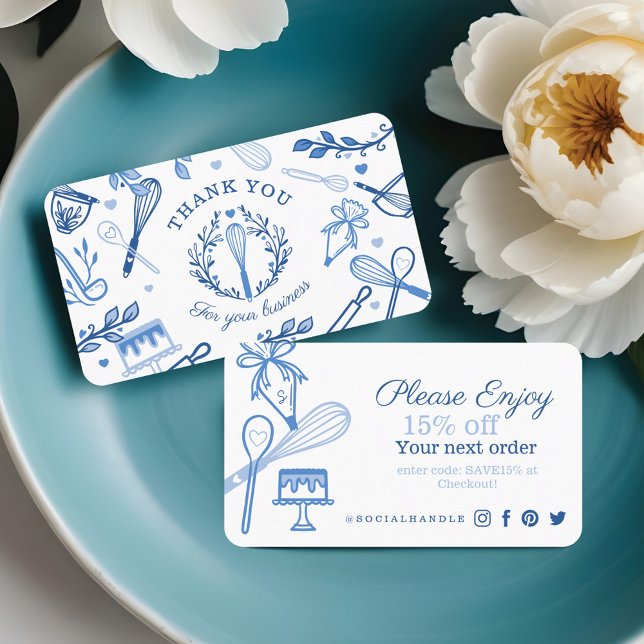 Royal Blue Baking & Cooking Utensil Vielen Dank Visitenkarte (Royal Blue Baking & Cooking Utensil Thank You Business Card)