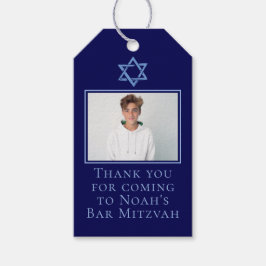 Royal Blue Bar Mitzvah Foto Star von David Party Geschenkanhänger