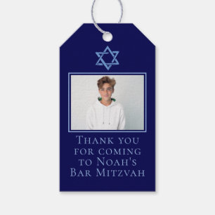 Royal Blue Bar Mitzvah Foto Star von David Party Geschenkanhänger