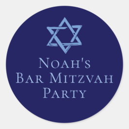 Royal Blue Bar Mitzvah Party Star von David Runder Aufkleber