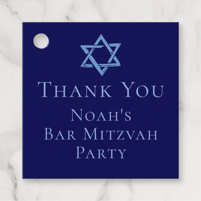 Royal Blue Bar Mitzvah Star von David Party Geschenkanhänger (Vorderseite)