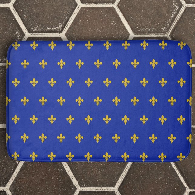 Royal Blue Bath Mat mit goldener Lilie Badematte (Royal Blue Bath Mat with gold Fleur de Lis)