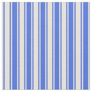 Royal Blue & Beige Lined Pattern Stoff