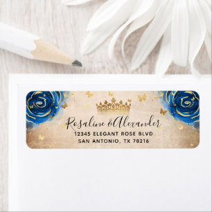 Royal Blue Black and Gold Crown Rücksendeadresse