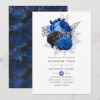 Royal Blue, Black and Silver Floral Wedding