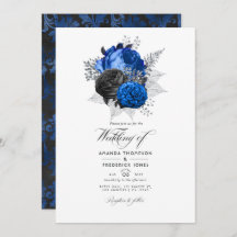 Royal Blue, Black and Silver Floral Wedding Foto