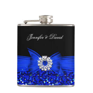 Royal Blue Black Diamond Wedding Verlobung Flachmann