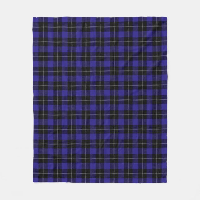 Royal Blue Black Kariert Fleecedecke (Vorderseite)
