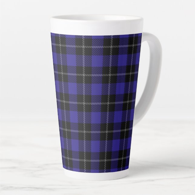 Royal Blue Black Kariert Milchtasse (Rechte Ecke)
