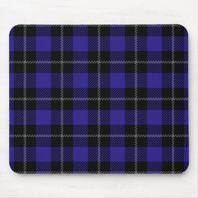 Royal Blue Black Kariert Mousepad (Vorne)