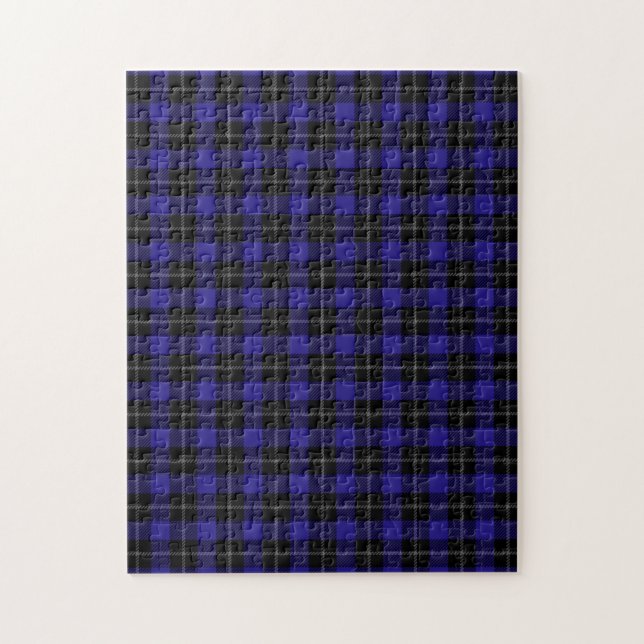 Royal Blue Black Kariert Puzzle (Vertikal)