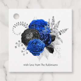 Royal Blue, Black und Silver Floral Geschenkanhänger
