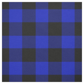 Royal Blue Black XL Buffalo Karo Kariert Tartan Stoff