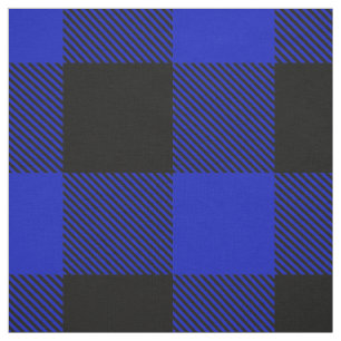 Royal Blue Black XXL Buffalo Karo Kariert Tartan Stoff