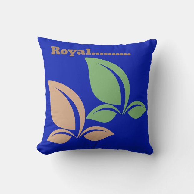 Royal Blue Blätter Square Pillow Kissen (Vorderseite)