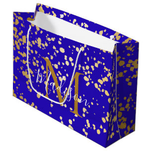 Royal Blue Blond Gold Glitzer personalisieren Gesc Große Geschenktüte