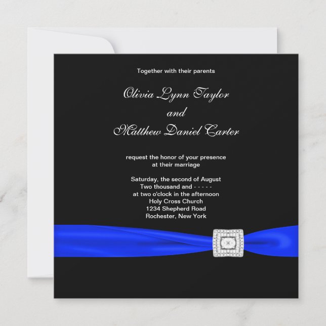 Royal Blue Blue Blue Wedding Einladung (Vorderseite)