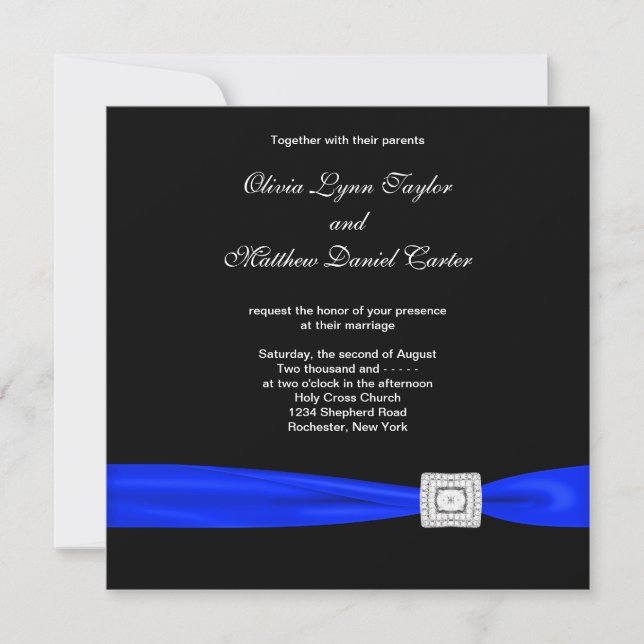 Royal Blue Blue Blue Wedding Einladung (Vorderseite)