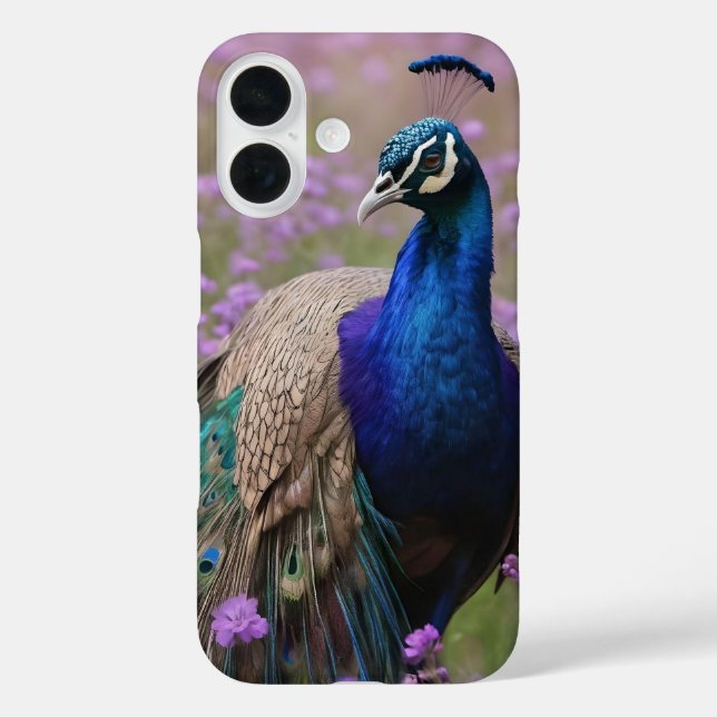 Royal Blue: Blue Peacock in Lavender Field, Case-Mate iPhone Hülle (Rückseite)