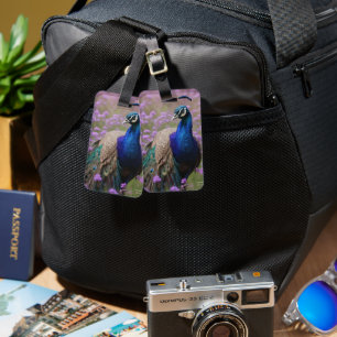 Royal Blue: Blue Peacock in Lavender Field, Gepäckanhänger