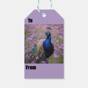 Royal Blue: Blue Peacock in Lavender Field, Geschenkanhänger