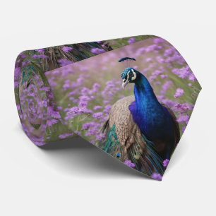 Royal Blue: Blue Peacock in Lavender Field, Krawatte