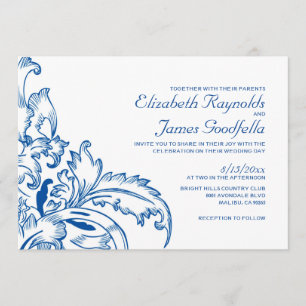 Royal Blue Blüh Hochzeit Einladungen