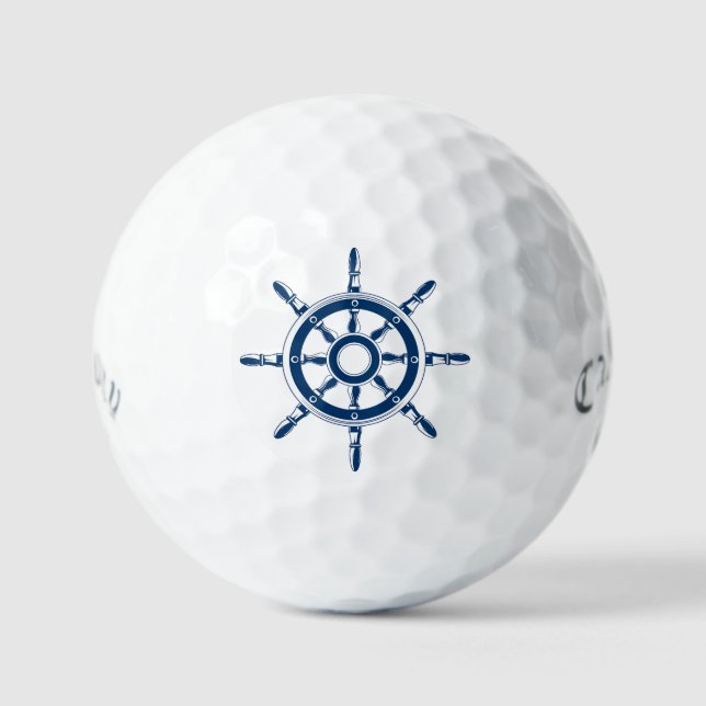Royal Blue Boat Rudder Nautical Design Golfball (Vorderseite)