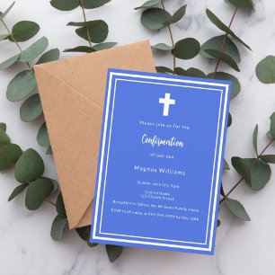 Royal Blue Boy Confirmation Einladung
