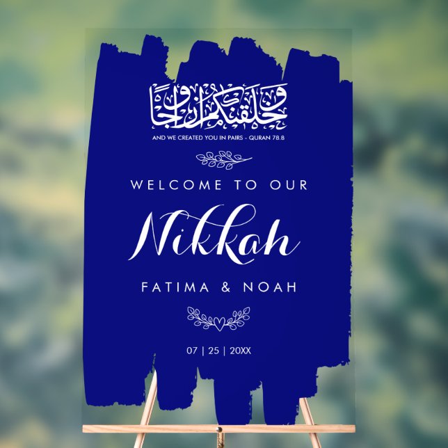Royal Blue Brushed Paint Nikkah Acrylic Sign Acrylschild (Neutral)