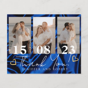 Royal Blue Budget Wedding Foto Danke, dass ihr Kar Flyer